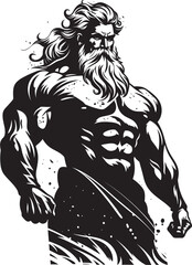 Thunder God Training Zeus God Gyming Emblem Vector Zeus Sculpt Gym Icon with Thunder God Vector