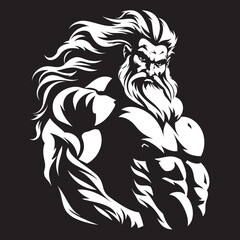 Thunderous Training Gym Icon with Thunder God Vector Zeus Gym Vector Logo Design with Olympian Deity