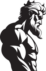 Thunderbolt Fitness Gym Icon with Thunder God Vector Zeus Physique Vector Logo Design with Olympian Deity