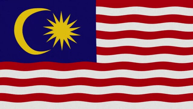 A waving flag of Malaysia in 4K and 60 frames per second with artistic grain.