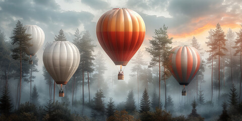 Fototapeta premium hot air balloon in the morning