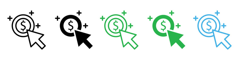 Pay per click icon line art vector