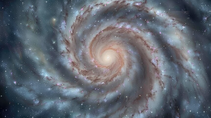 A vast spiral galaxy with swirling arms dust lanes star clusters and a bright core against the cosmic backdrop