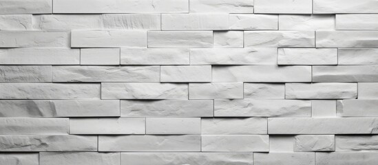 A black and white image showcasing the textured surface of a modern white brick wall. The individual bricks are clearly visible, creating a striking visual pattern.