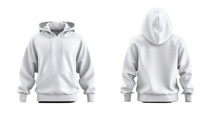 White hoodie isolated on transparent background.