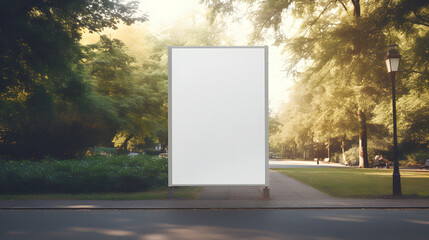 Poster mockup, banner in park