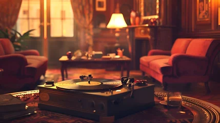 Fotobehang room with record player © adomon