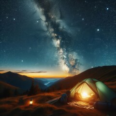 Stargazing from a Mountain Campsite