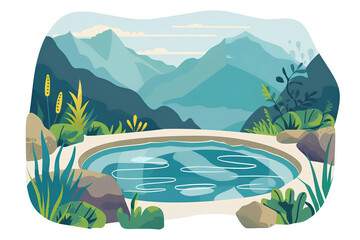 Fototapeta na wymiar Thermal Hot Springs vector flat minimalistic isolated vector style illustration