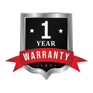 1 Year Warranty Silver Shield Badge Sticker Vector png Transparent Background