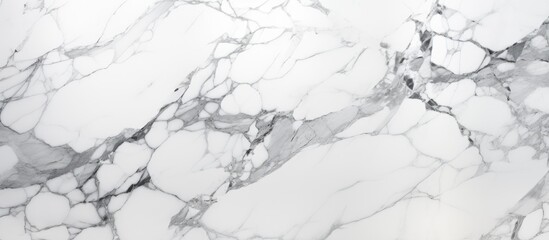 Obraz premium A detailed view of a white Carrara Statuario marble texture, featuring grey streaks and a glossy finish. This image showcases the intricate patterns and veining of the marble surface.