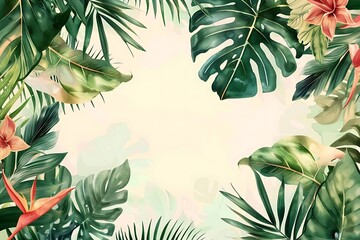 Tropical leaves isolated on a white background