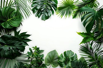 Tropical leaves isolated on a white background