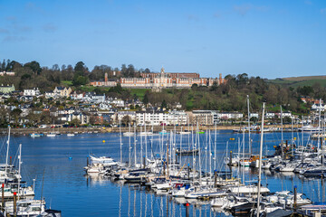 Fototapeta na wymiar View of Dartmouth from Kingswear over River Dart, Devon, England, Europe