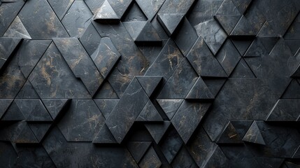 polished semigloss wall background with tiles triangular tile wallpaper with d black blocks d render ai generative 