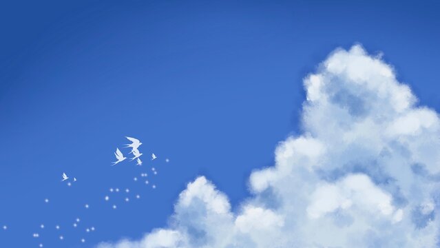 Clip art: big iridocumulus cloud in fresh blue sky-size 16:9