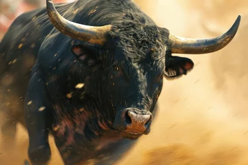 Gordijnen Close up of a bull. © Nazia