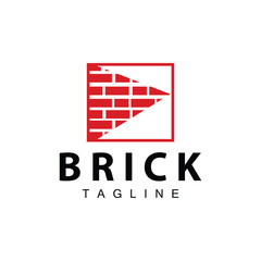 Abstract design simple red brick logo vector building material template illustration