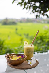 Smoothie bowl with juice