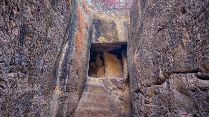 old cave with stairs at jogeshwari caves in mumbai in india 