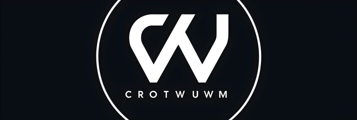 CW Company's Modern and Edgy Black Logo against a Minimalist White Background - obrazy, fototapety, plakaty