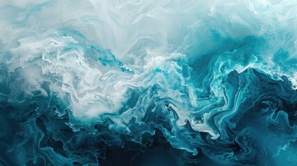 spectacular image of teal and white liquid ink churning together with a realistic texture and great quality for abstract concept digital art d illustration 