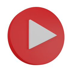 3d render illustration. Play button isolated on transparent background. Video media player