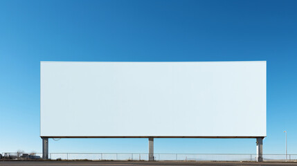 Blank white horizontal billboard on city background during daytime, front view, mockup, advertising concept