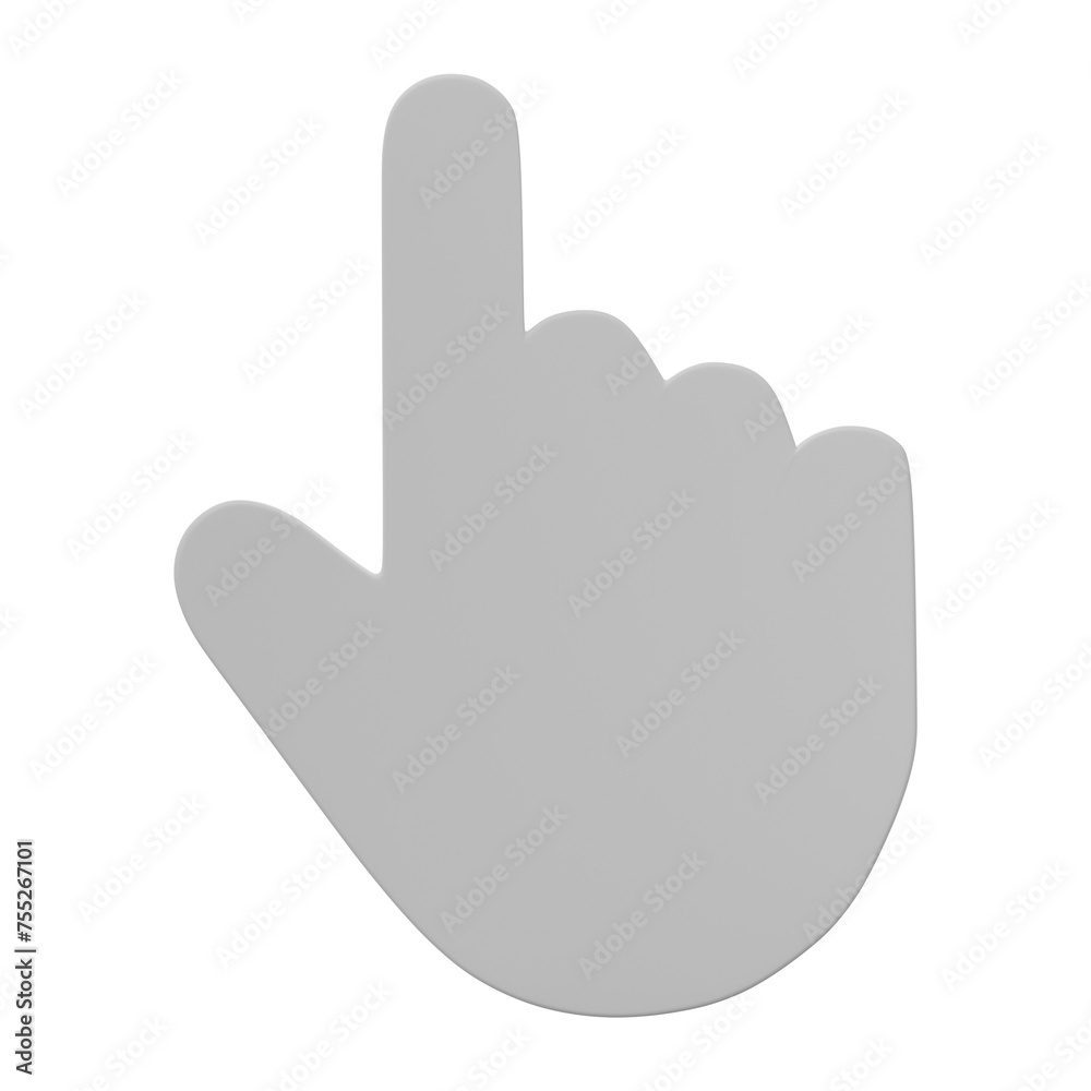 Poster hand arrow cursor isolated on transparent background. 3d render.