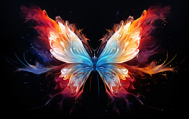 Butterfly shape fantasy background, fairy tale pattern magic fantasy scene illustration