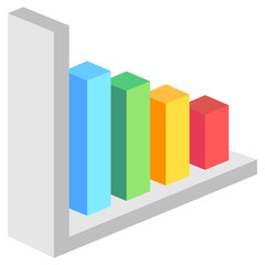 Bar Chart isometric icon, related to market and economy theme. use for modern concept, UI or UX kit, app, and web development,