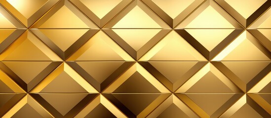 Fototapeta premium A close-up view of a gold wall adorned with a sophisticated diamond pattern design. The wall exudes opulence and elegance, perfect for luxury interior projects seeking a high-quality and decorative