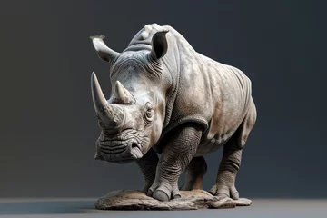 Muurstickers Portrait of a standing rhino . © muhammad
