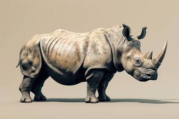 Obraz premium Portrait of a standing rhino .