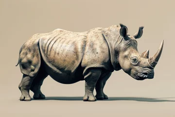 Zelfklevend Fotobehang Portrait of a standing rhino . © muhammad