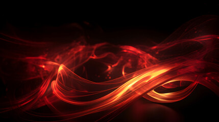 Digital technology red glowing glass swirl geometry horizontal poster web page PPT background