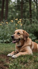 golden retriever dog in the garden