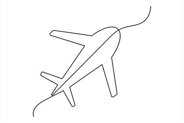 Continuous one line Airplan icon outline vector art illustration 