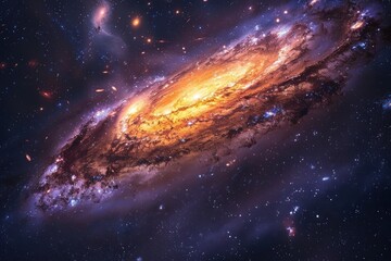Fototapeta premium Celestial Spiral Galaxy Background with Nebulaic Hues