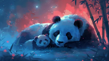 Fototapeten panda in the night sky © Syukra