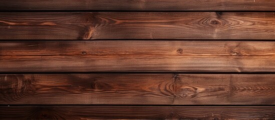 Naklejka premium A closeup of a brown wooden wall displaying a row of amber hardwood planks, showcasing the intricate pattern of the wood grain and wood stain