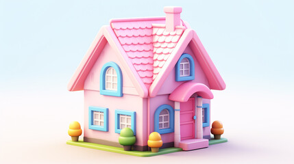 Real estate Finance Commercial residential cartoon model house 3D rendering concept illustration
