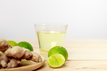 Ginger and Lime, Herbal Drink Ingredients Ginger juice mixed with lime, prevent flu and COVID-19