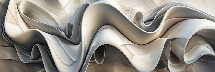 Digitally created monochromatic waves with a silky, smooth texture for background use.