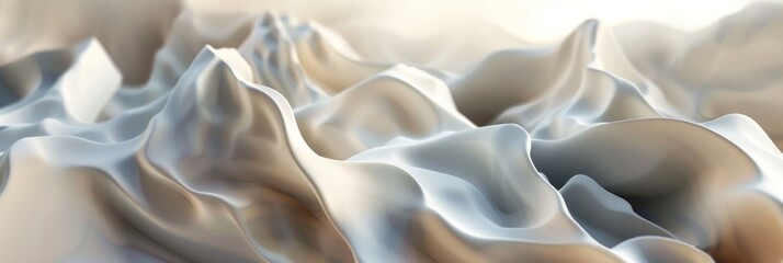 Digital artwork of smooth silk-like waves in beige tones for elegant backgrounds. - obrazy, fototapety, plakaty