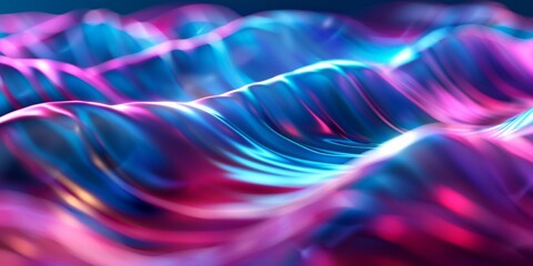 Naklejka premium Abstract pattern of electric blue and pink neon waves, perfect for vibrant backgrounds and wallpapers.