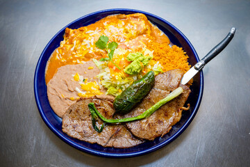 chile relleno and carne asada