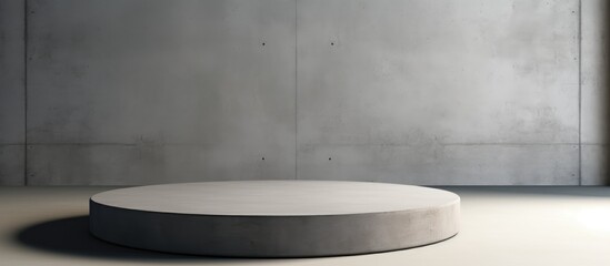 A white round object is placed on top of a white floor in a minimalistic studio setting. Light and shadow play on the surface, creating a simple yet effective product display presentation.