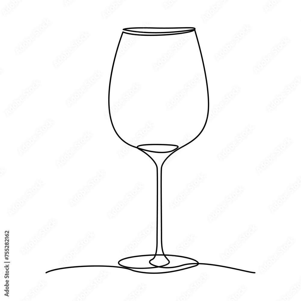 Poster wine glass isolated on white background. continuous one line drawing vector illustration minimalism 