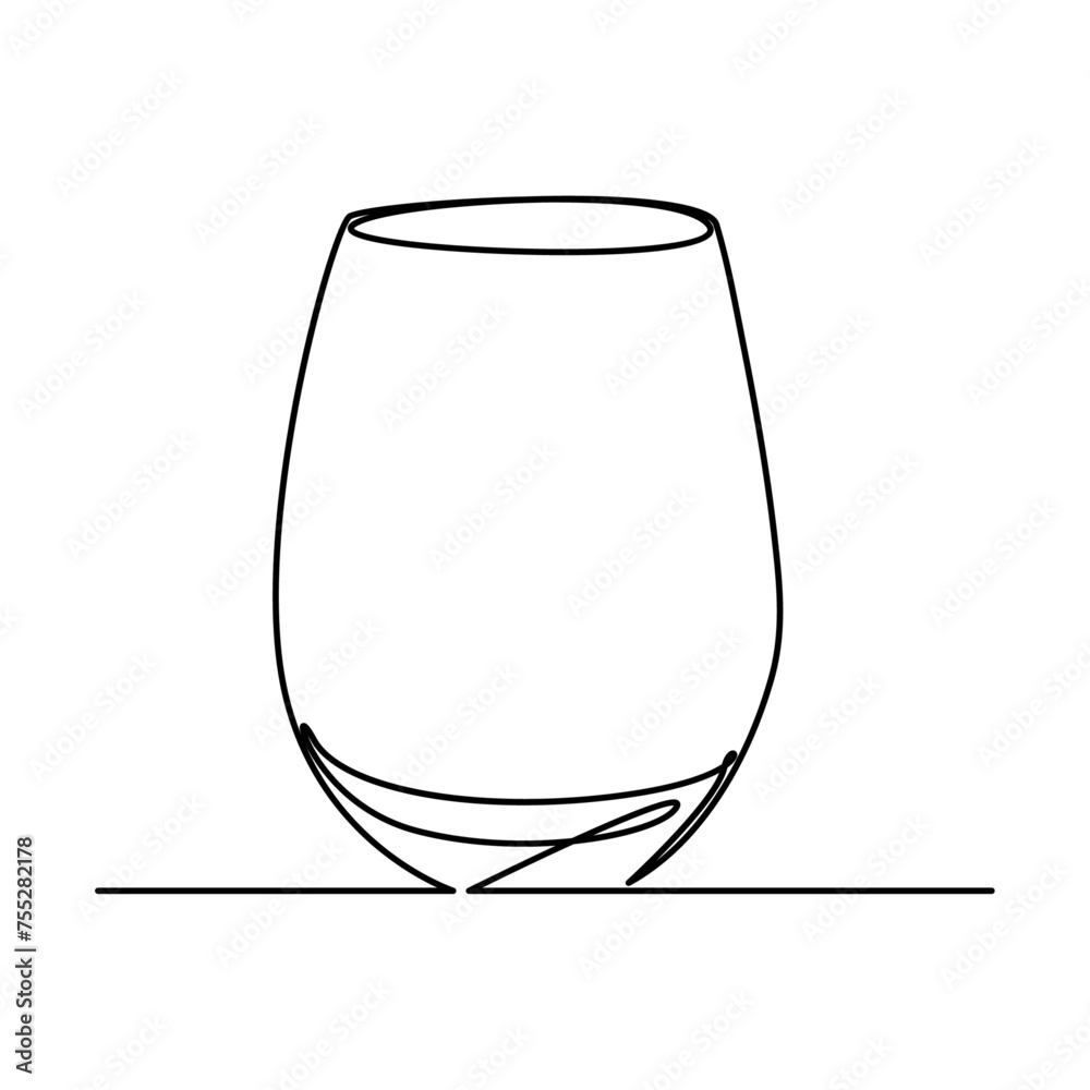 Poster wine glass isolated on white background. continuous one line drawing vector illustration minimalism 